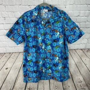Marvel Avengers Characters Tropical Palm Hawaiian Button Up Shirt Men’s Large